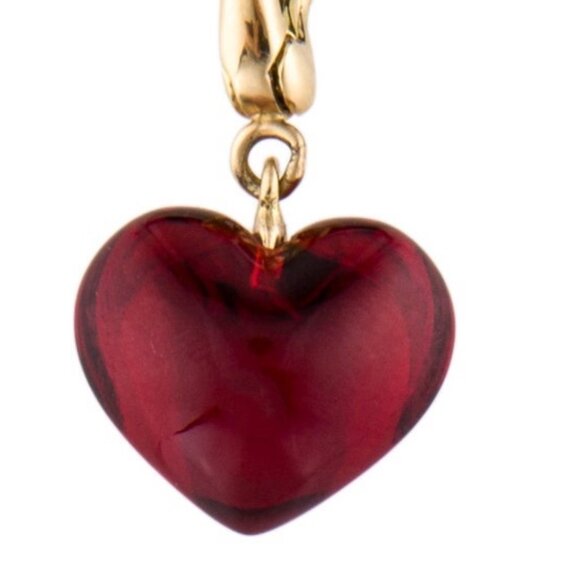 BACCARAT 18K 750 YELLOW GOLD CHARM CRYSTAL HEART PENDANT NECKLACE - Picture 5 of 9